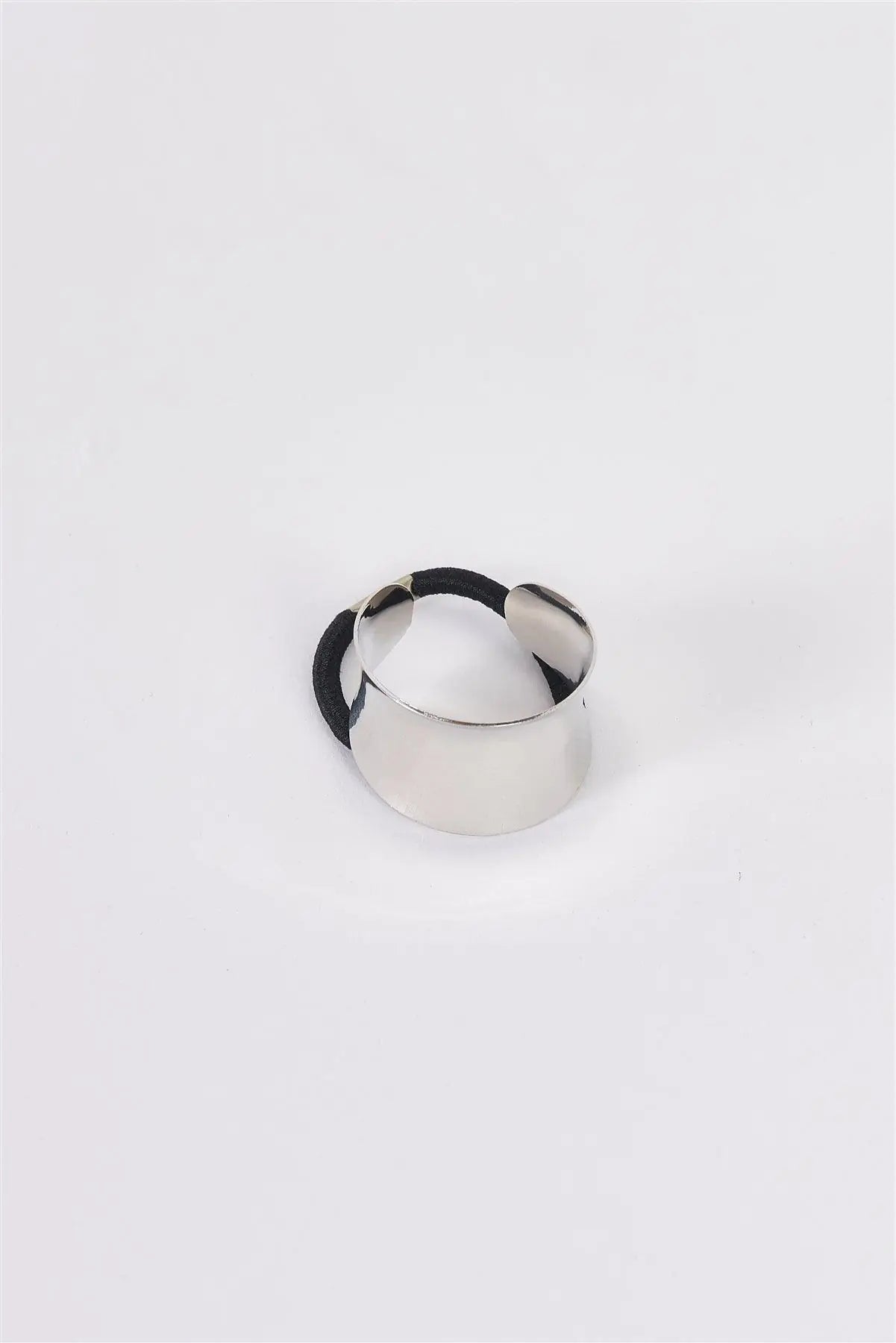 3pcs Silver Bent Open Cuff Metal Plate Elastic Hair Tie