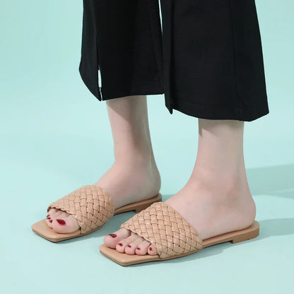 Braided Slip on Flats Slides Sandals