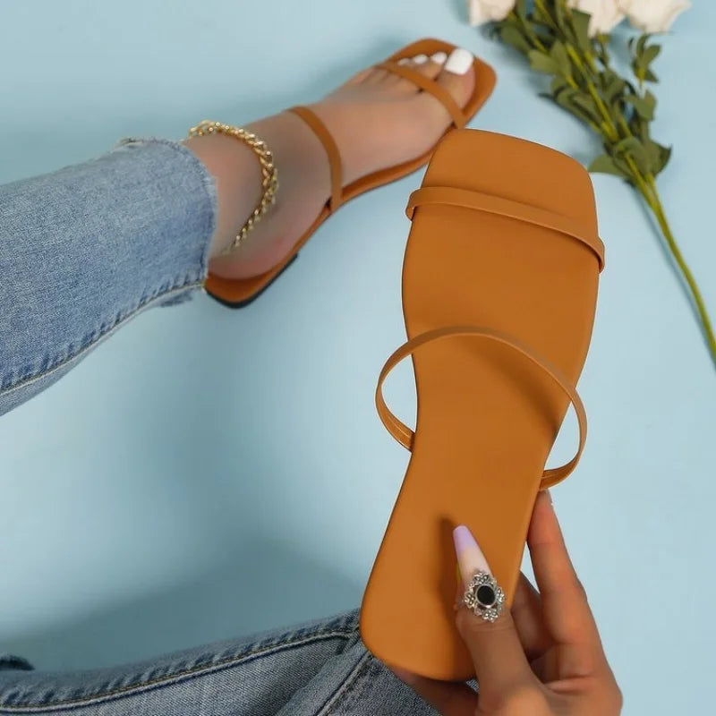 Thin Strap Womens Sandals Flats
