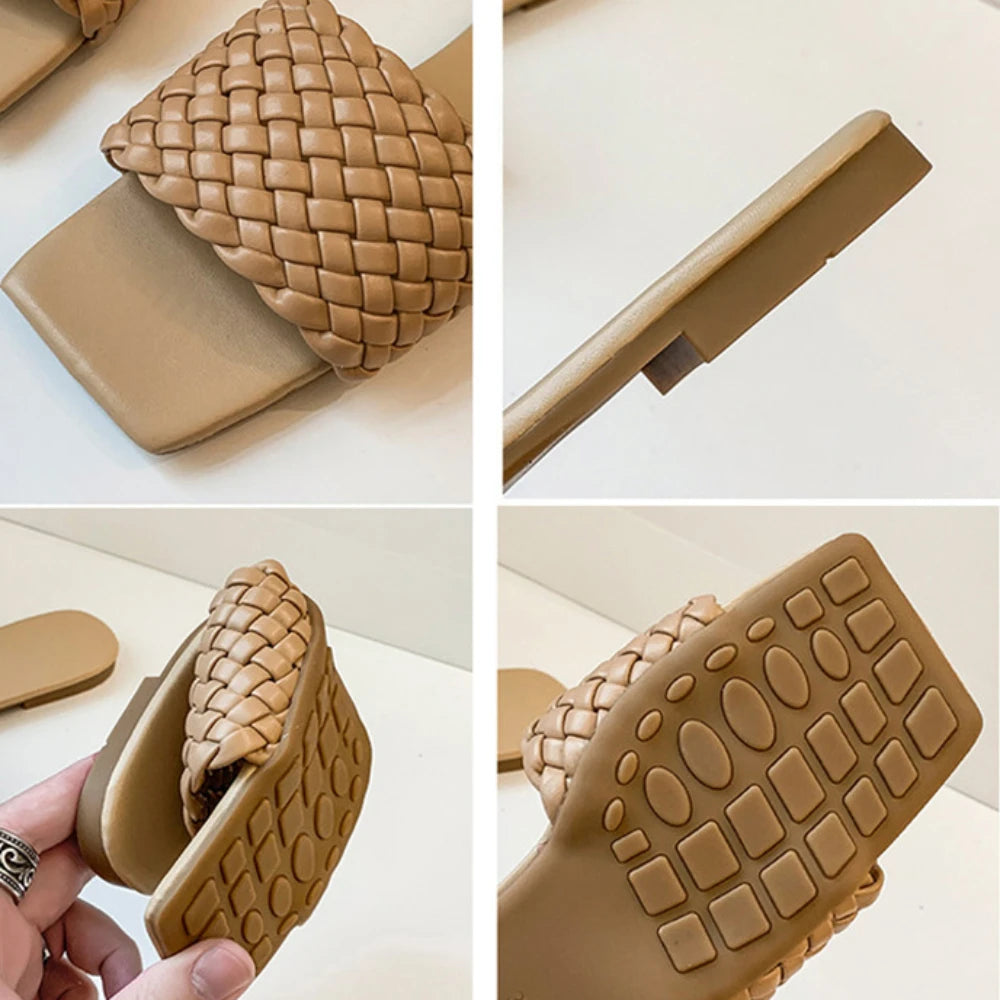 Braided Slip on Flats Slides Sandals
