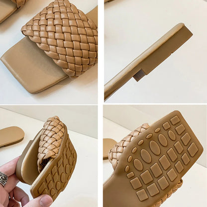 Braided Slip on Flats Slides Sandals