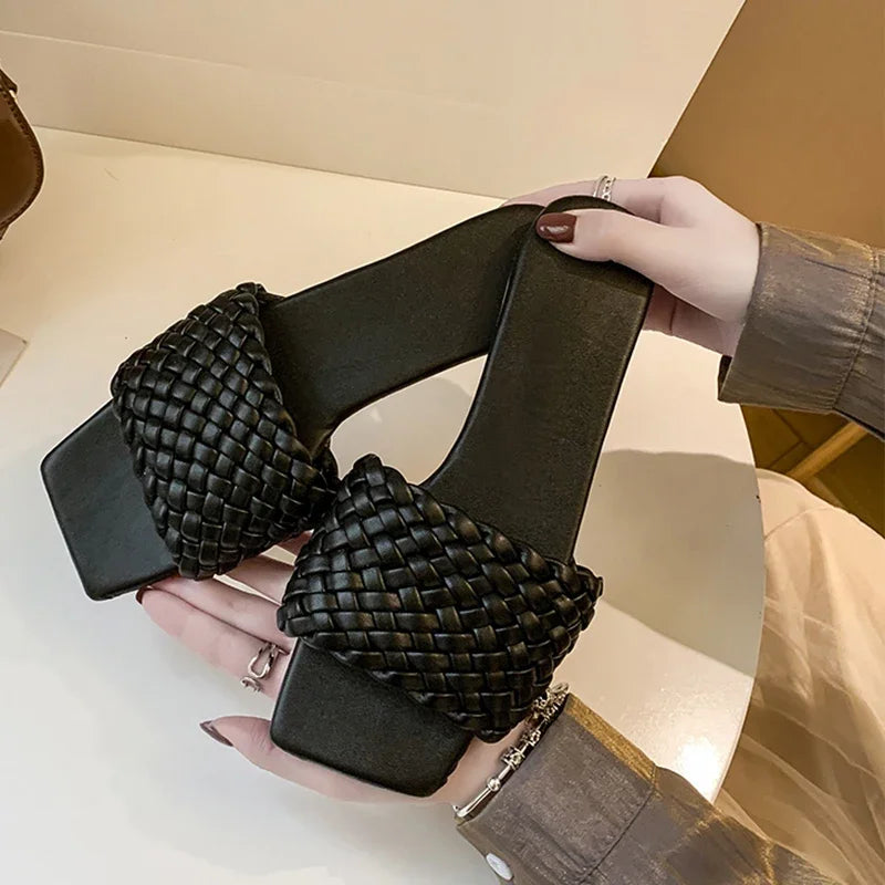 Braided Slip on Flats Slides Sandals