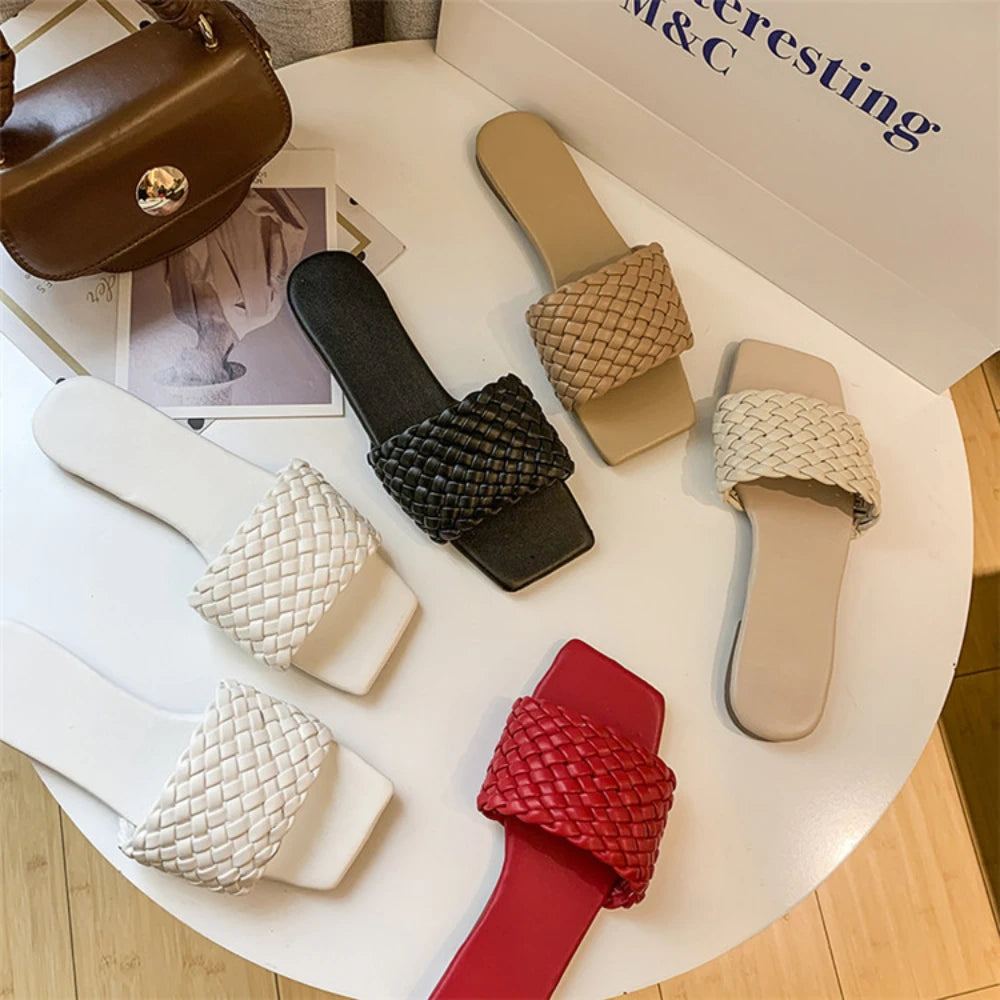 Braided Slip on Flats Slides Sandals