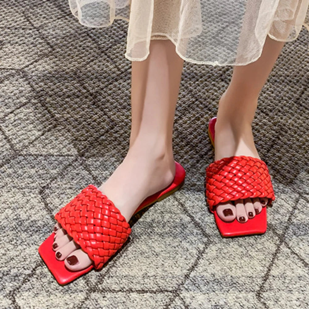 Braided Slip on Flats Slides Sandals