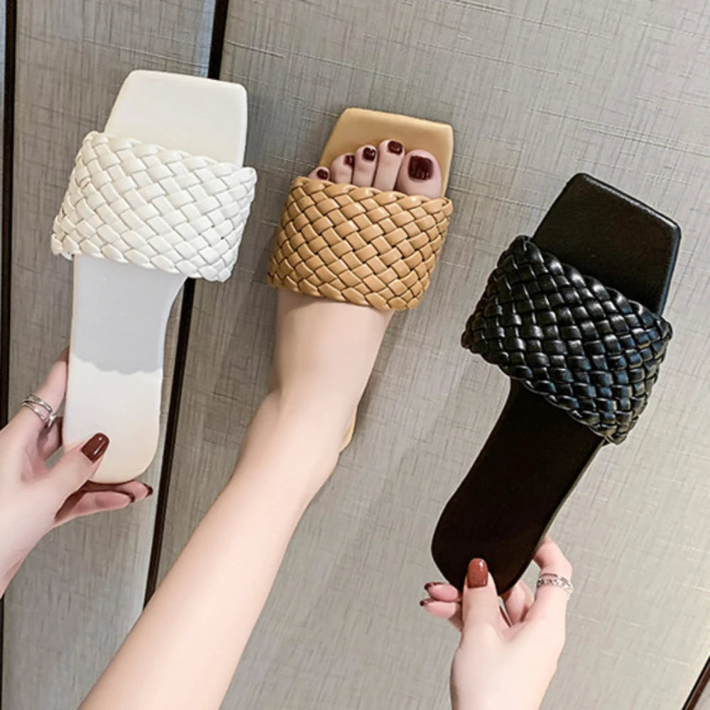 Braided Slip on Flats Slides Sandals