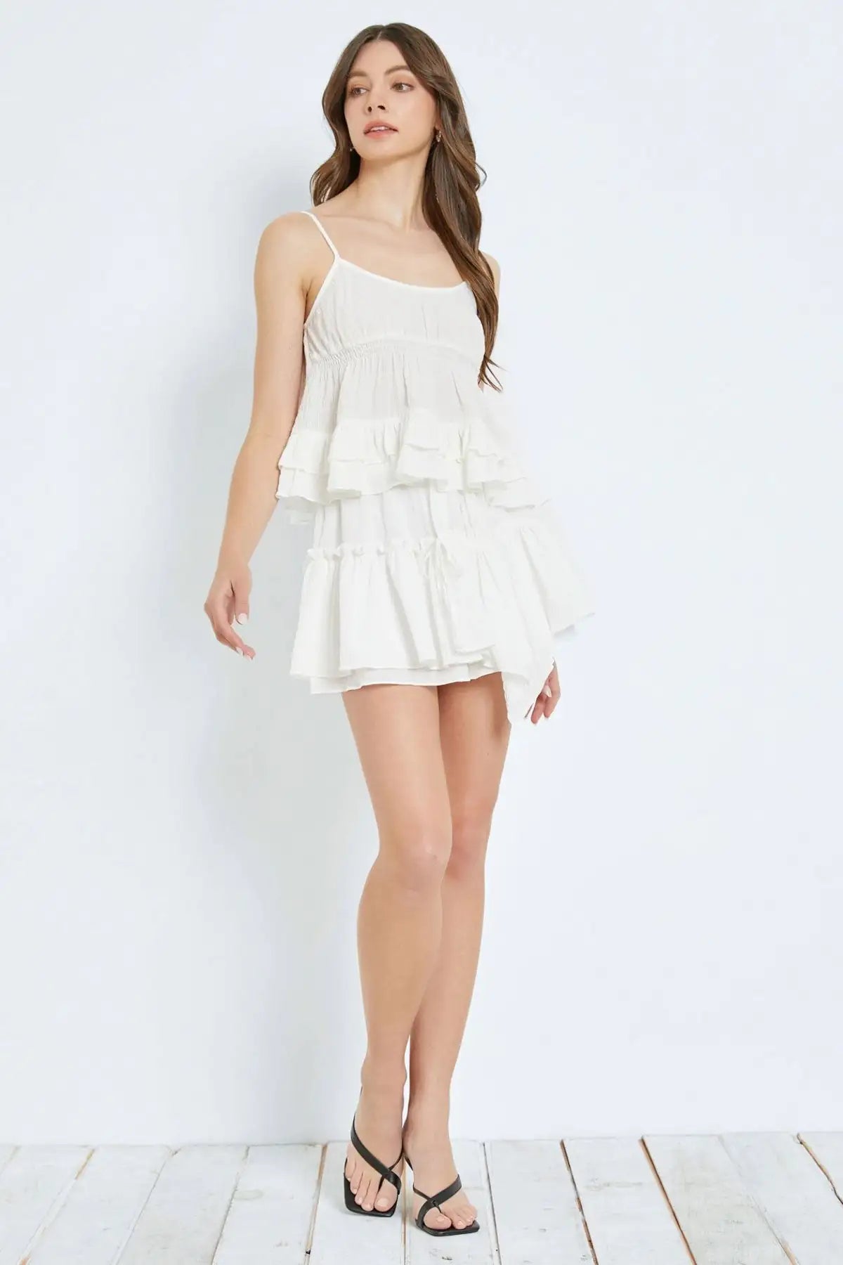 Linen Boho Ruffle Tiered Crop Top